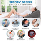 Sasttie Wedge Pillow, 12 Inch Memory Foam Bed Wedge Pillow for Sleeping, Acid Reflux, Back Pain, Post Surgery, and Snoring, Designed with Washable Cover, Solid Dark Gray