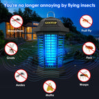 GOOTOP Bug Zapper Outdoor, Mosquito Zapper, 3 Prong Plug in Electric Fly Zapper, Mosquito Killer, Fly Traps, Flying Insects Zapper Indoor Outdoor, 4200V, ABS Plastic Outer (Black)