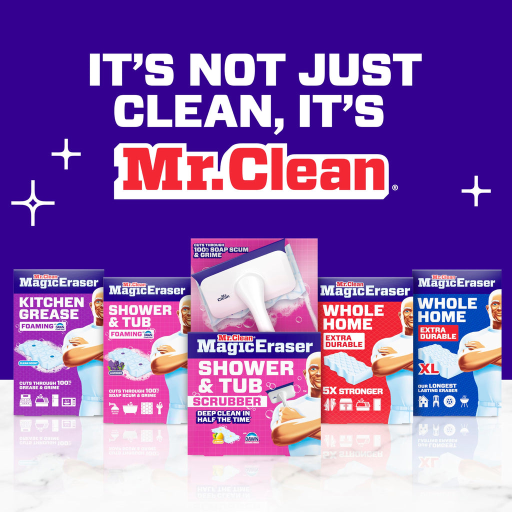 Mr. Clean Magic Eraser Sponge, All Purpose Cleaner, Long Lasting Cleaning Scrubber,Wall,Sneaker,Oven, Kitchen, Bathroom Cleaner, Shower Cleaning Supplies, Whole Home Extra Durable XL, 6ct (Pack of 3)