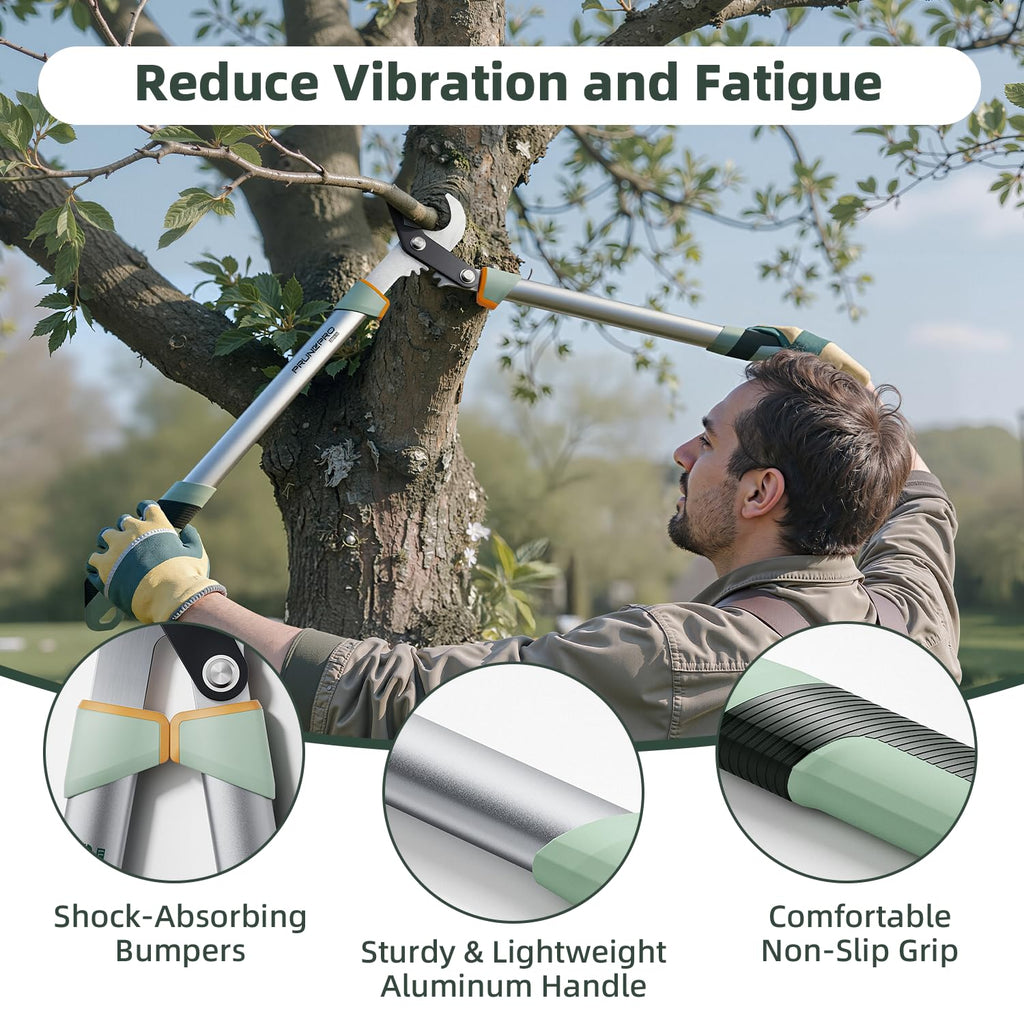 PrunePro® Loppers for Tree Trimming Stainless Steel Branch Cutter Heavy Duty Bypass Tree Pruner Rust Resistant Sharp Blade Up to 2" Tree Limb Trimmer for Gardening