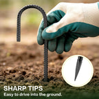 GESTONE 20 PCS Garden Ground Stakes 12" Rebar Stakes Heavy Duty J Shape