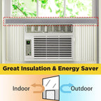 moonoom 2 Pcs Foam Air Conditioner Weatherseal Tape-2''x1''x6.5ft Air Conditioner Foam Tape-Non-Adhesive Foam Seal Strip with Glue Point for Air Conditioner Door Window Seal