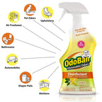 OdoBan Ready-to-Use Disinfectant and Odor Eliminator, Set of 4 Spray Bottles, 32 Ounces Each, Citrus Scent