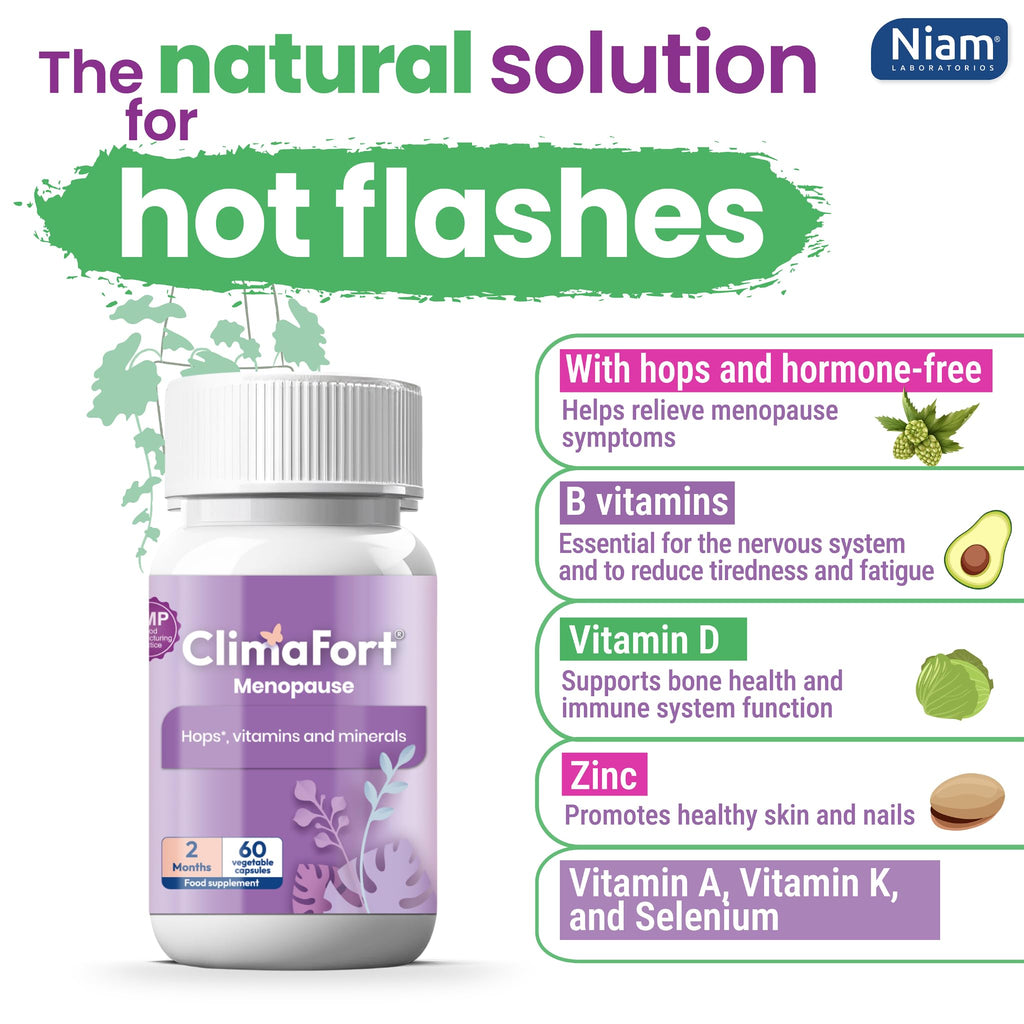 Climafort 60 Day Supply | Menopause Relief Pills | Natural Relief for Hot Flashes, Night Sweats, Mood Swings & Hormone Balance | Hops, Vitamins, and Minerals | 1 Capsule Daily