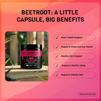 PADMURA Organic Beet Root Powder Capsules 1800mg - Healthy Blood Pressure & Happy Heart | USDA Organic Certified | Non GMO | Gluten Free | Vegan - 120 Veg Capsules