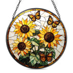 Zhuoyaju Stained Glass Window Hanging, Stain Glass Suncatcher, 7.8 x 7.8 in