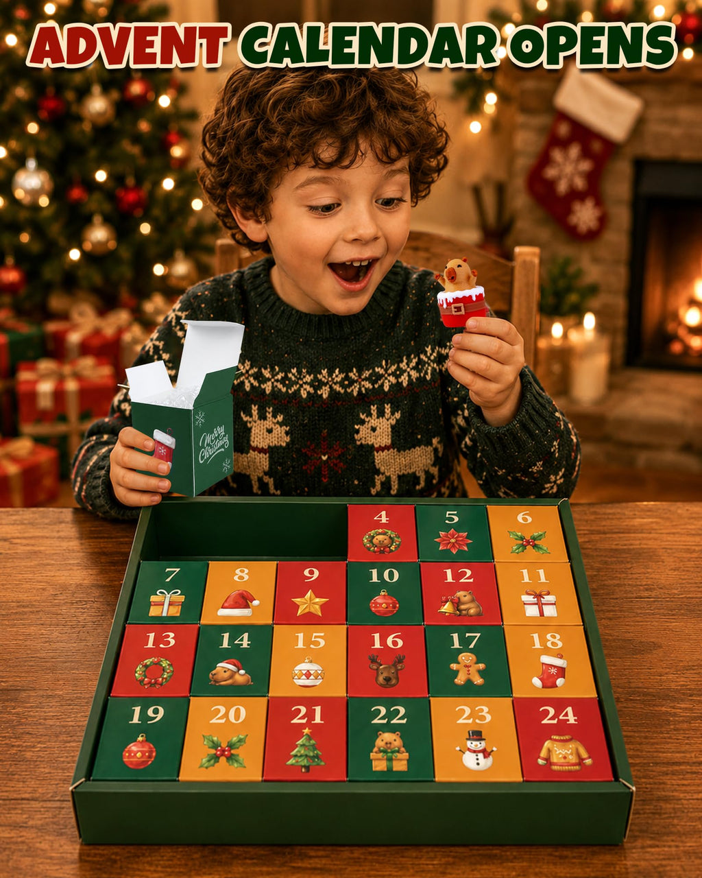 Capybara Advent Calendar 2026 for Boys Girls 3D Printed Animal Toys Gifts