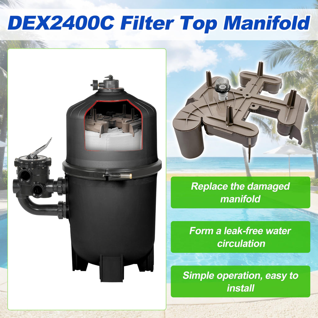 Byenins DEX2400C Filter Top Manifold Replacement for Hayward Pro-Grid DE2420, DE3620, DE4820, DE6020, DE7220 DE Filters and Micro-Clear DE2400, DE3600, DE4800, DE6000 DE Filters with Air Relief
