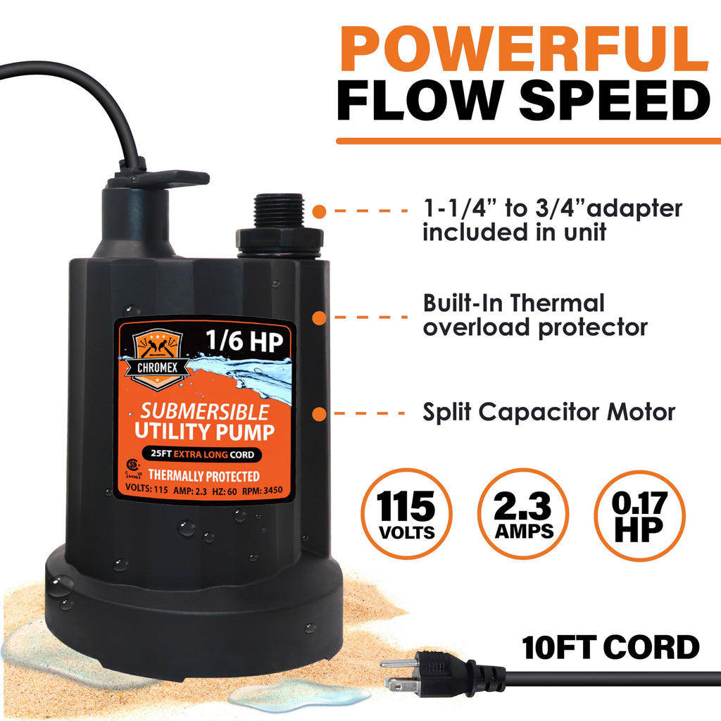 Chromex Tankless Water Heater Flush Kit with Certified Liquid Descaling Solution and Right Angle Inlet Hoses & 1/6HP Extra Strength Pump
