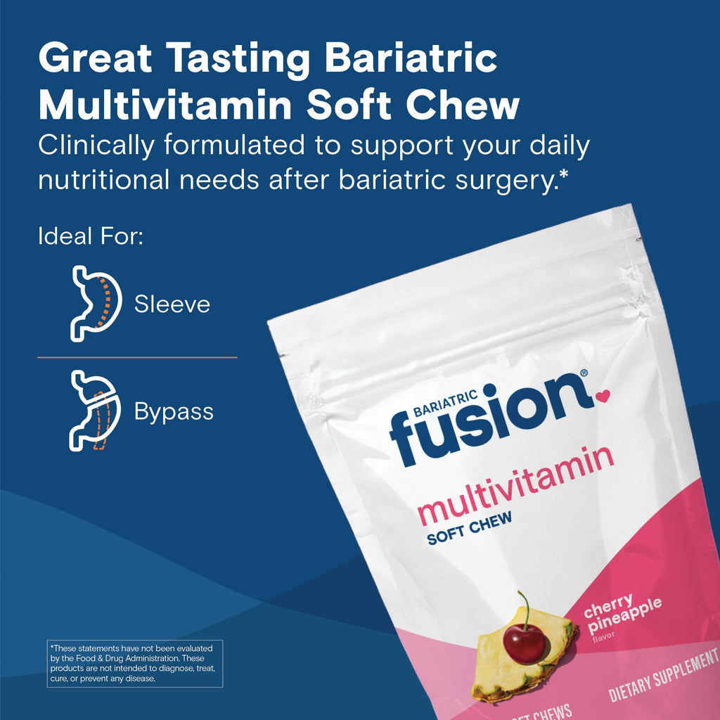 Bariatric Fusion Bariatric Multivitamin Chewable Soft Chew | Cherry Pineapple Flavor | Chewy Vitamins for Post Bariatric Surgery Patients | 60 Count | 1 Month Supply