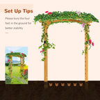 Outsunny 90in Wood Garden Arbor Arch with Trellis Wall Decor for Party