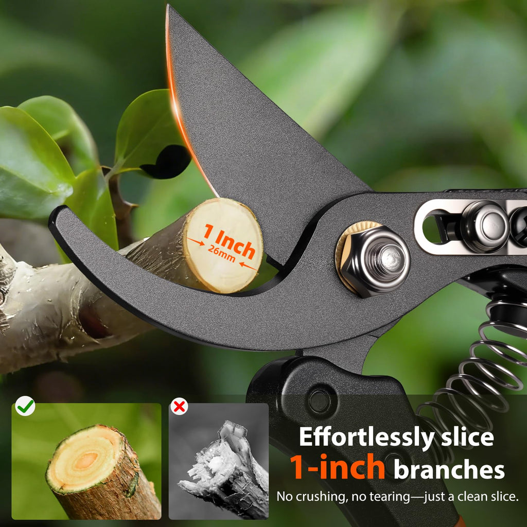 DECERK® Bypass Pruning Shears & Garden Snips for Cutting Stems & Branches