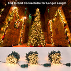 BrizLabs Clear Christmas Lights Outdoor 300 Count Incandescent Light String