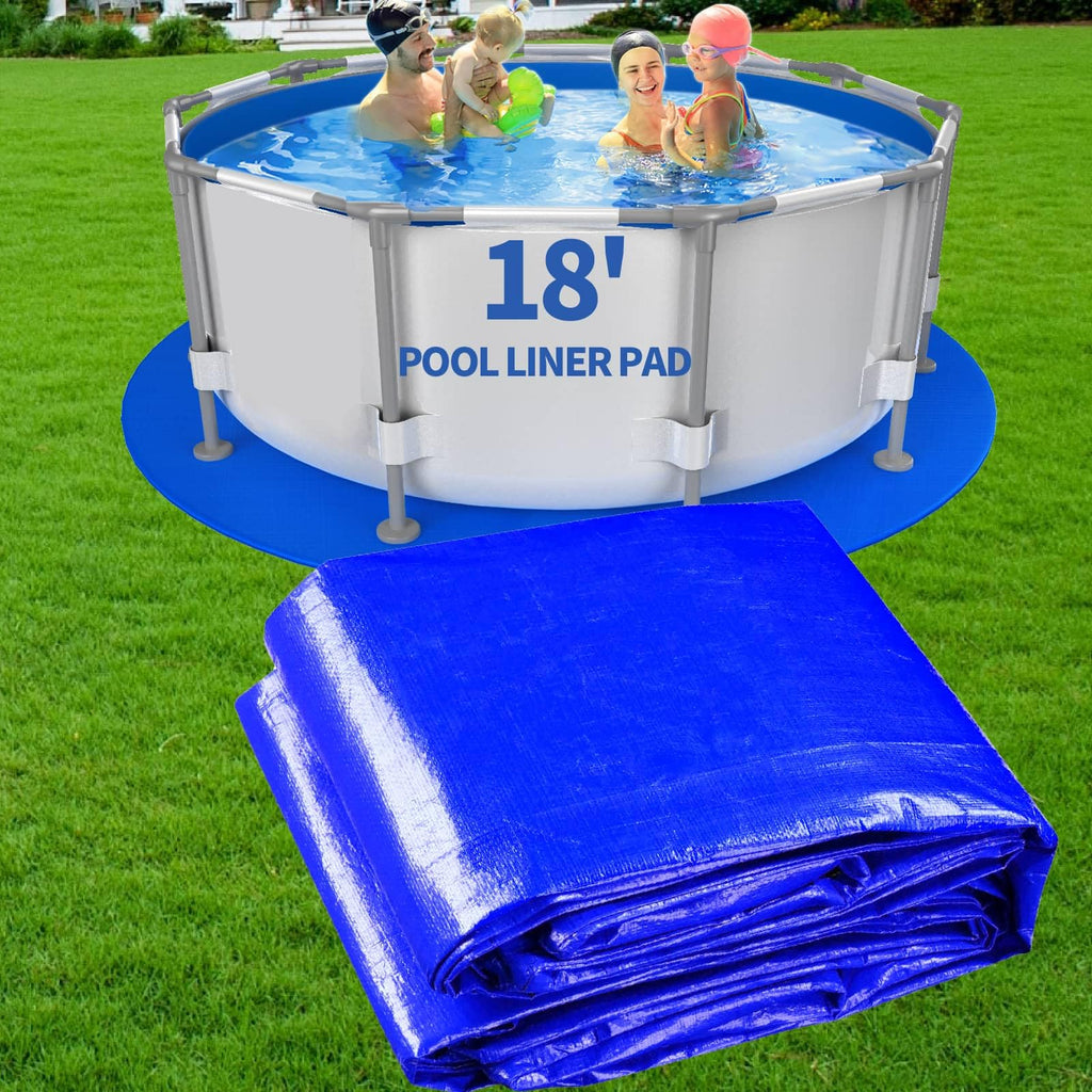 18FT Round Pool Liner Pad for Above Ground Pools, Thickened Puncture-Resistant Under Mat, Heavy-Duty Underlayment, Outdoor Tarp Protector for Concrete/Lawn, Pool Floor Base Pad, Extends Liner Life