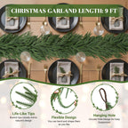 Alupssuc 9FT Christmas Garland, Artificial Real Touch Norfolk Pine Garland