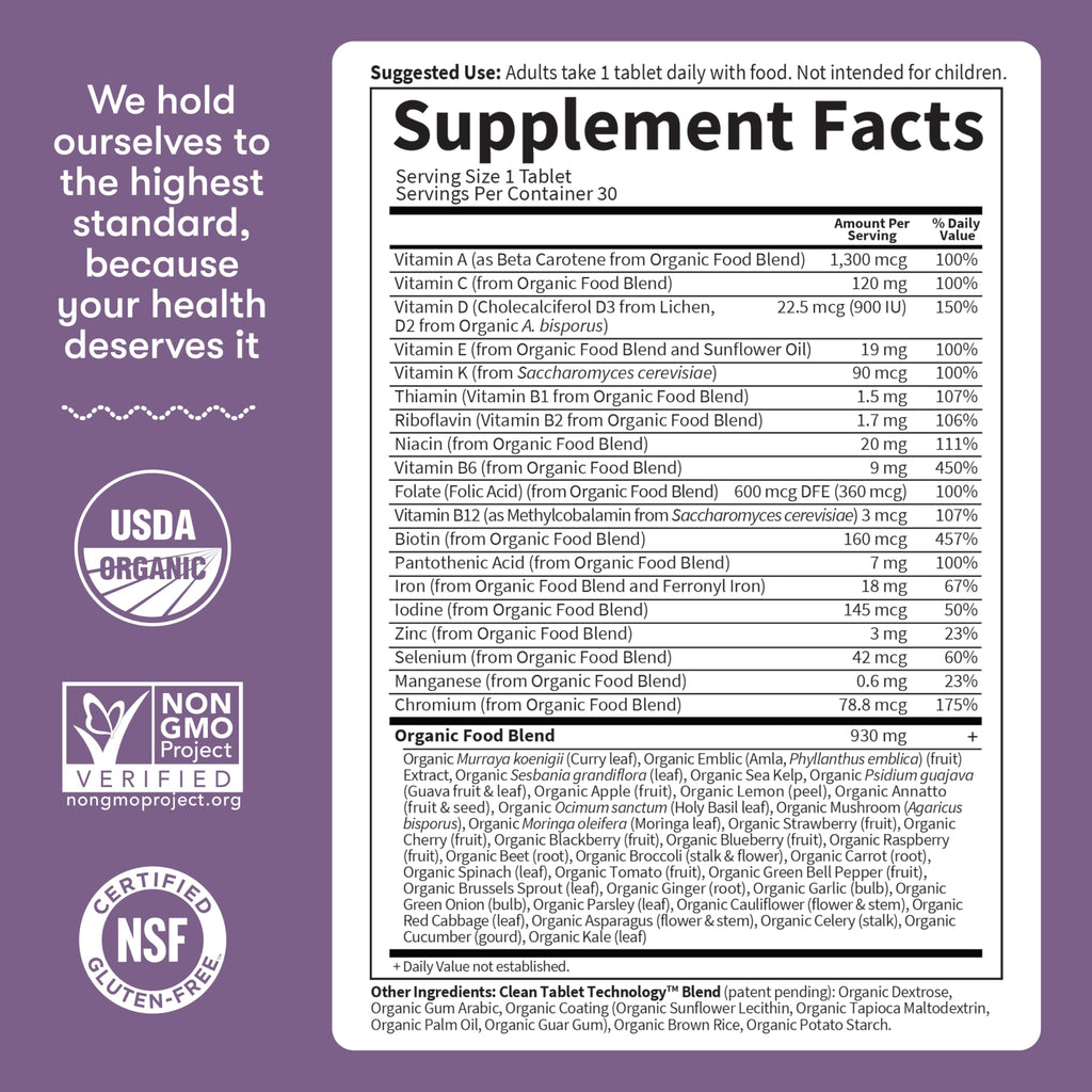 Garden of Life Organics Prenatal Vitamin: Folate for Energy & Healthy Fetal Development, Non-constipating Iron, Vitamin C, B6, B12, D3 – Organic, Non-GMO, Gluten-Free, Vegan, 30 Day Supply