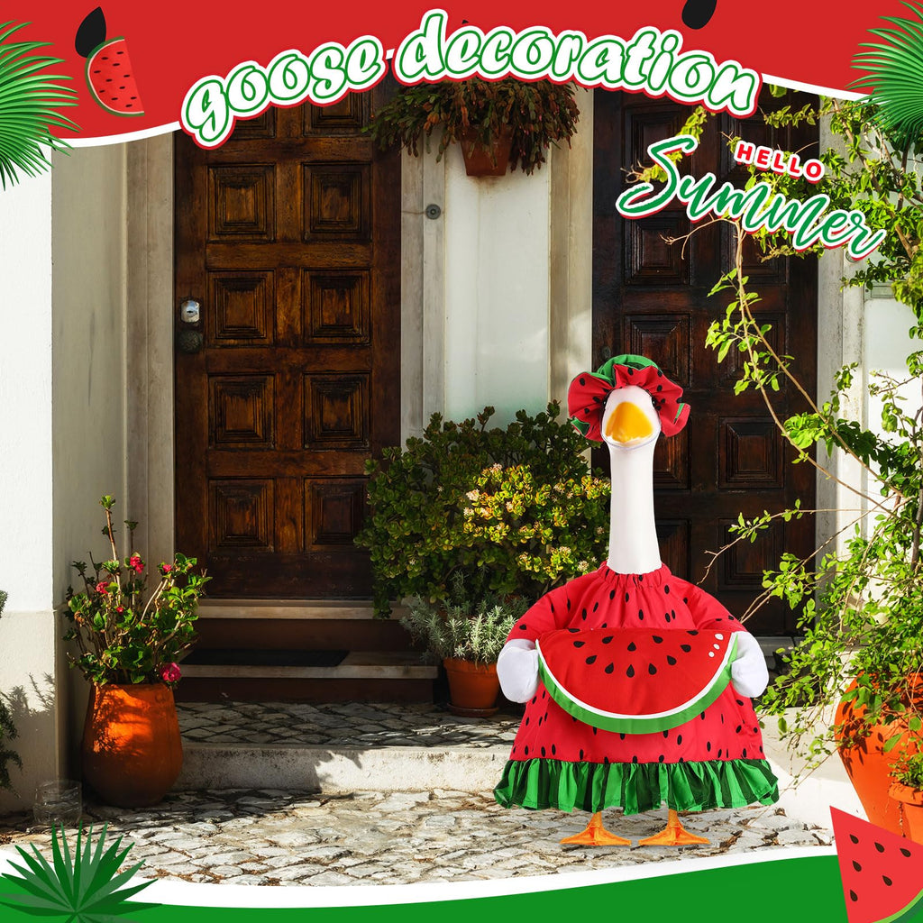 Sanwuta Summer Goose Outfit for 23" Porch Goose Costume with Hat,Watermelon