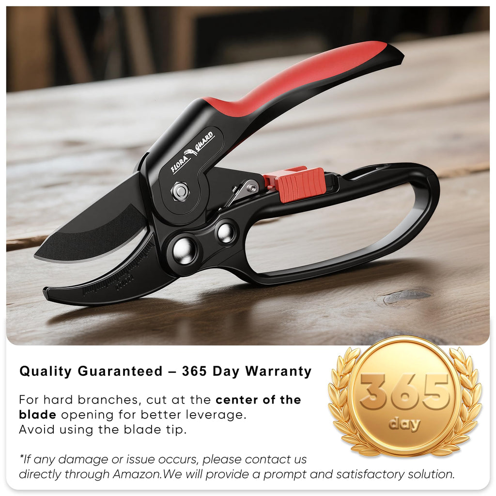 FLORA GUARD Ratchet Pruning Shears with SK5 Steel Blade, 3-Step Ratchet