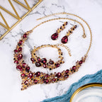 BriLove Wedding Bridal Jewelry Set for Women Bride Bridesmaid Deep Amethyst