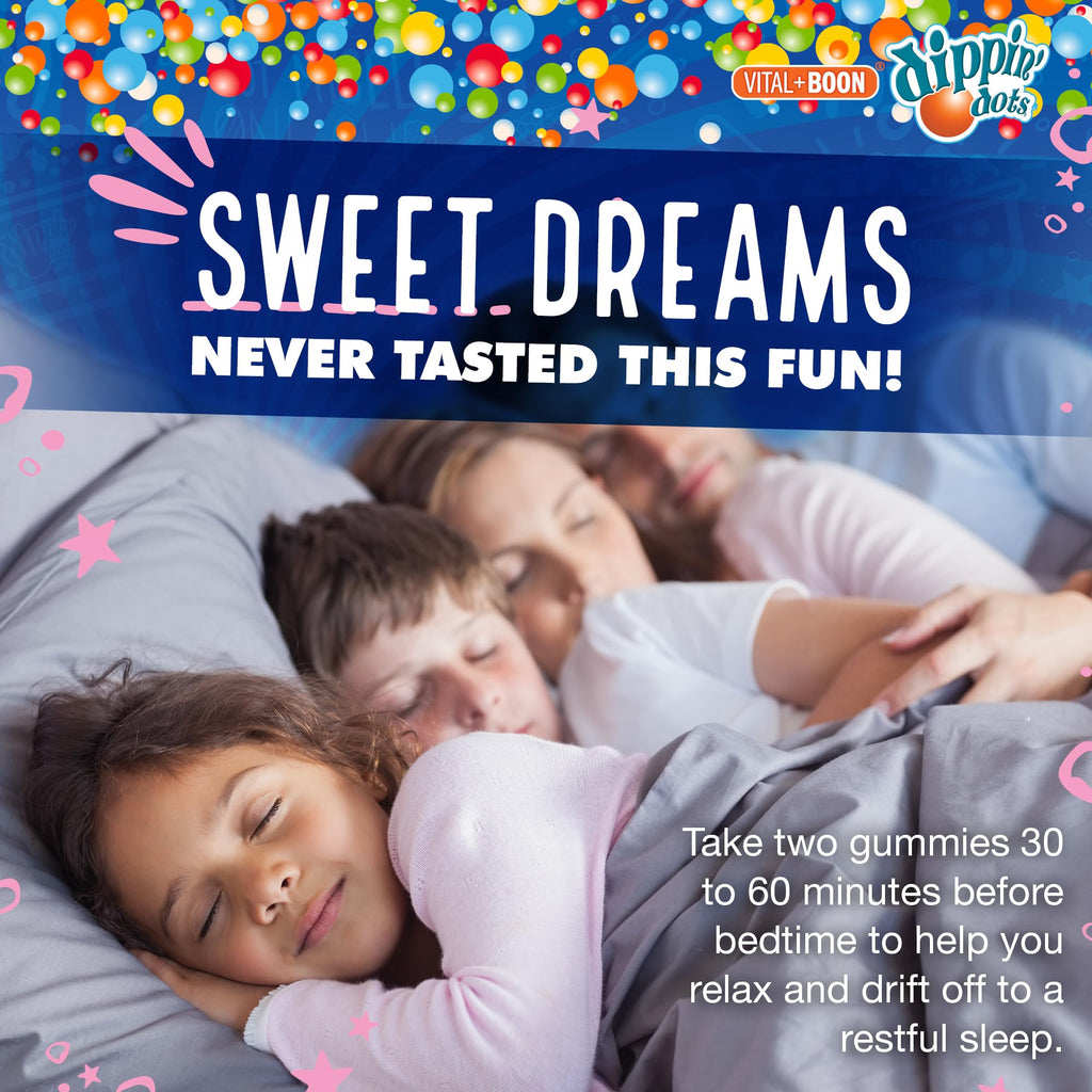 Dippin Dots - Melatonin Gummies for Kids & Adults (30 Day Supply) Strawberry Sunset Creme Flavor | 2.5mg Per Kids Melatonin Gummy | Supplement for Faster & Longer Sleep | Gummies for Children (120 Ct)