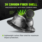Lift Dax Carbon Fiber Full Brim Hard Hat/Safety Helmet, Black Camo