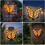 Solar Butterfly Lights Outdoor Metal Wall Decor with 30 Led Decorative