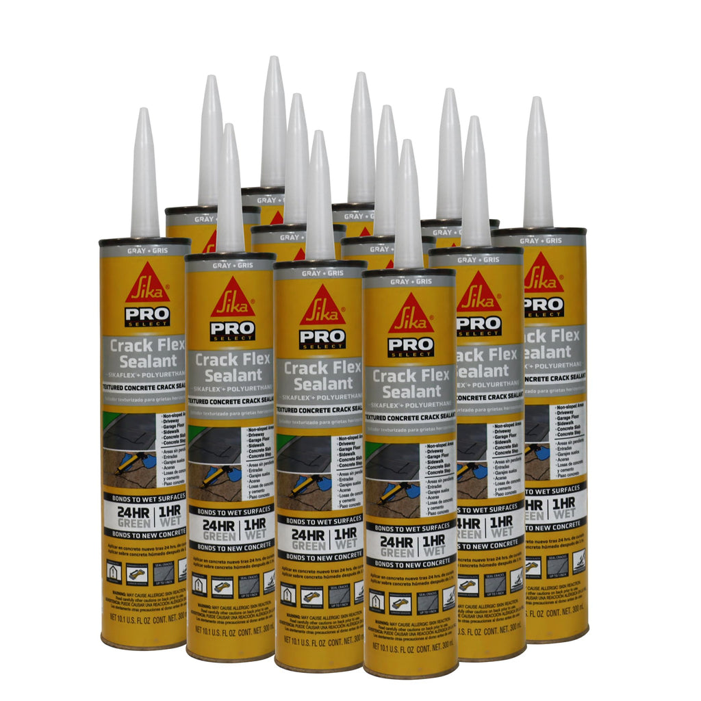 SIKA Sikaflex Crack Flex Sealant - Gray, High-Performance Polyurethane, Self-Leveling, Textured - Waterproof Seal for Horizontal Cracks - 10.1 fl. oz (Pack of 12)