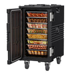 CAMMOO 127QT Non-Electrical Catering Food Warmers with Casters, 304 Stainless Steel Latch & Door Shaft, Insulated Food Carrier for 8 Full-Size Pans(NOT Included), Food Warmer Hot Boxes for Catering