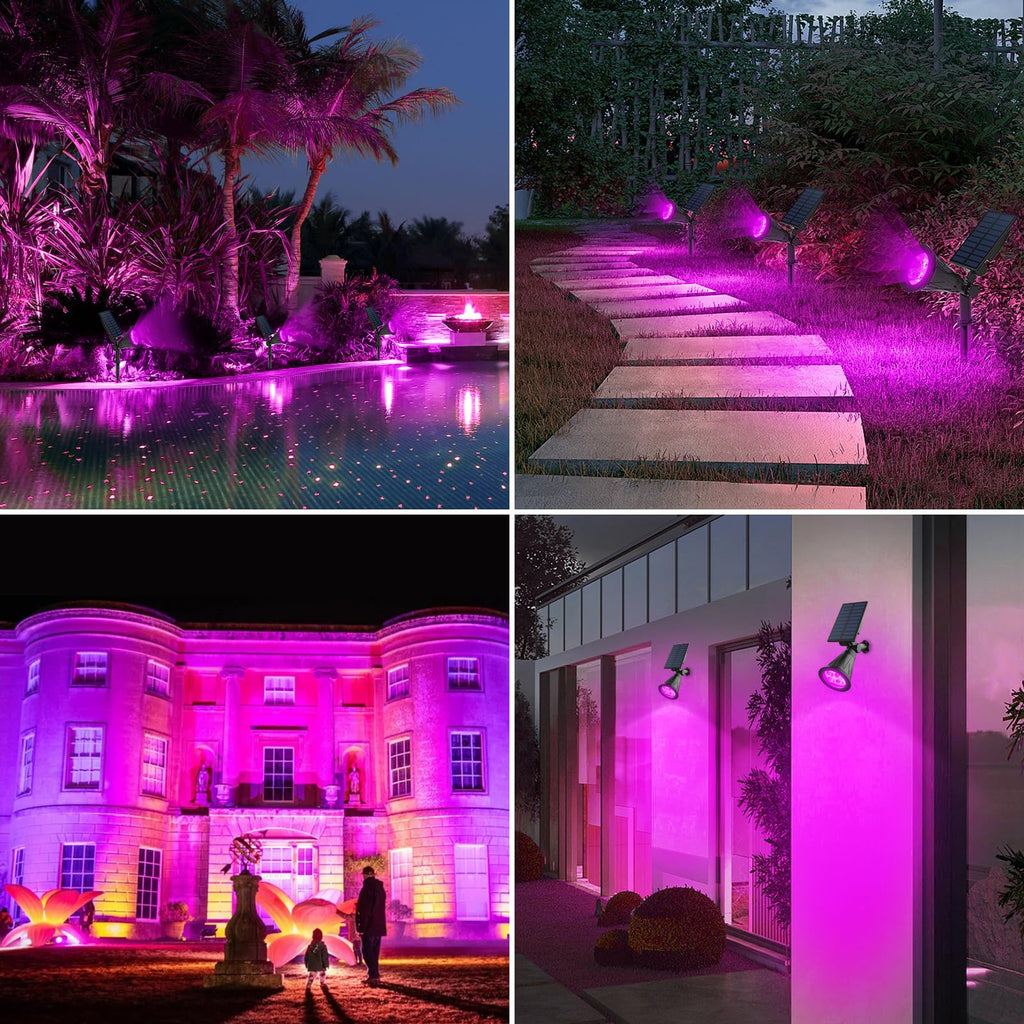 T-SUN Purple Solar Spot Lights Outdoor, Solar Black Lights Outdoor,2 Pack