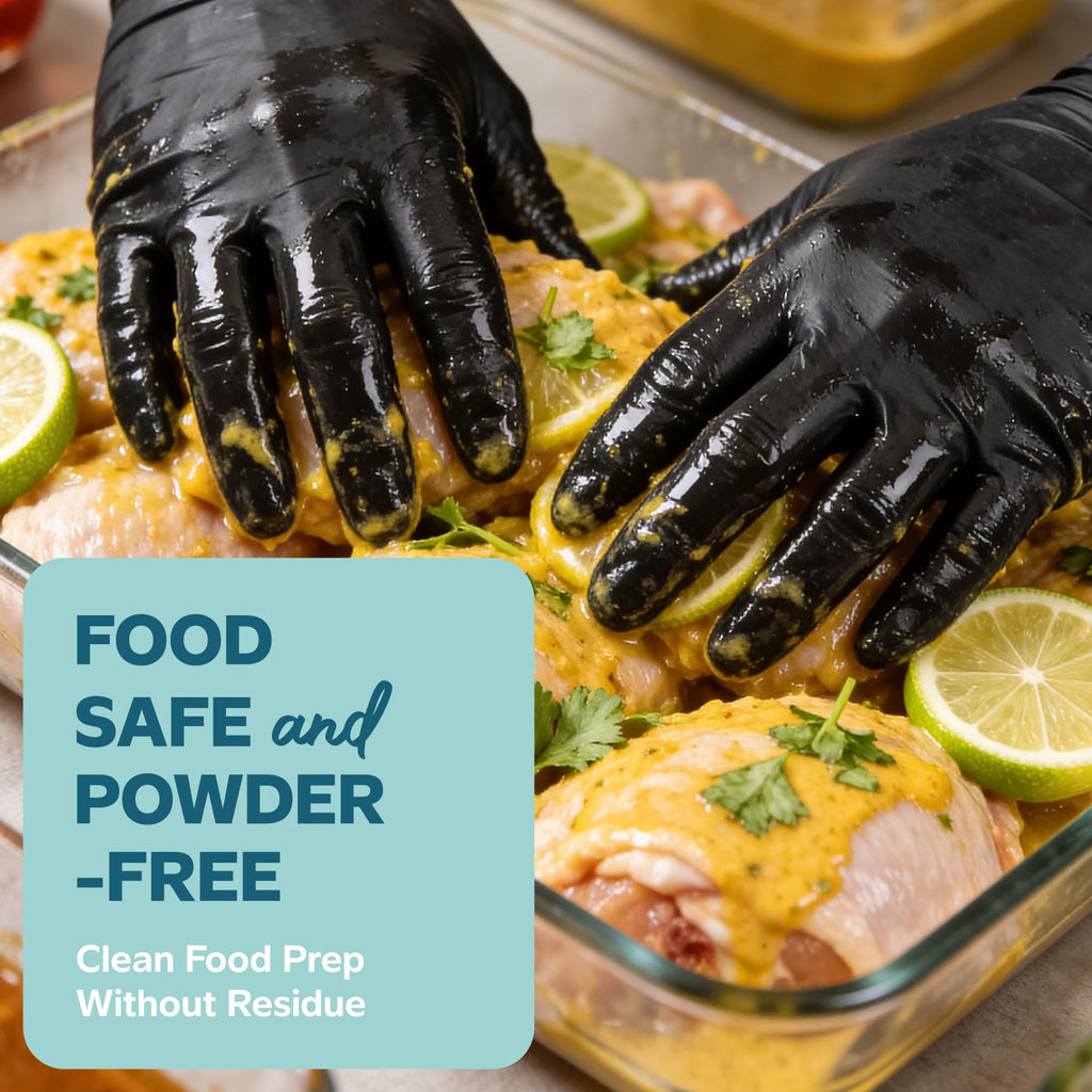 Comfy Package GUSTO Black Nitrile Gloves [100 Count] 6 Mil, HEAVY DUTY Disposable Gloves for Food Prep, Cooking, Tattoo, Cleaning – Latex-Free, Powder-Free, Textured Fingertips - X-Large (Formerly