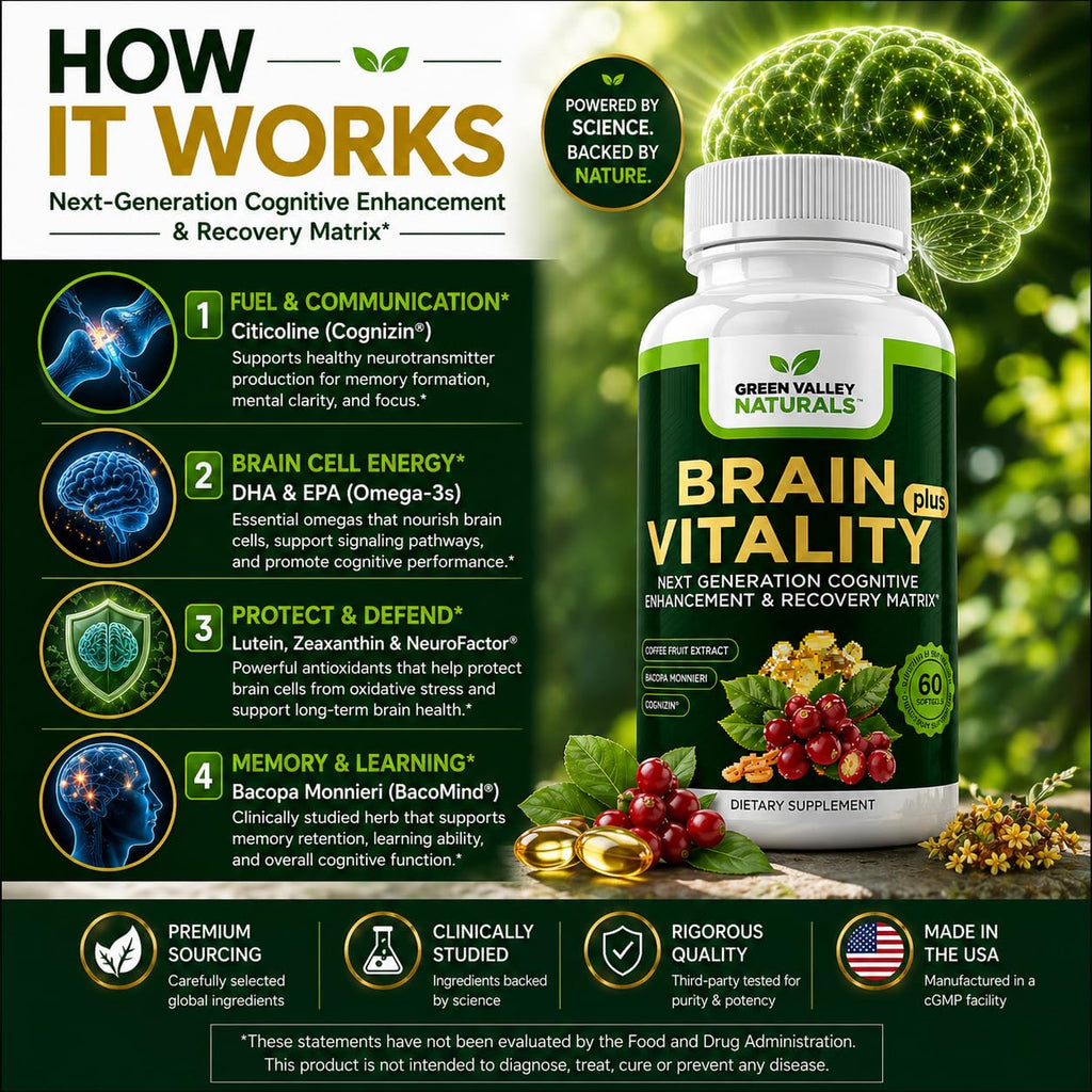 Green Valley Naturals Brain Vitality Plus™ Brain Health Supplement