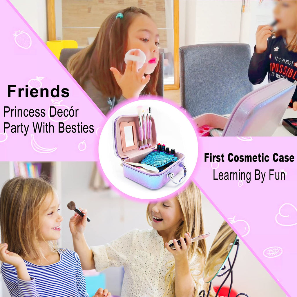 Kids Makeup Set for Girls - Non Toxic Washable Mermaid Makeup Kit, Little Mermaid Toys for Girl 5-7, 8-12，Princess Dress up Beauty Vanity Set，Ideal Party Gifts for Halloween Christmas and Birthday