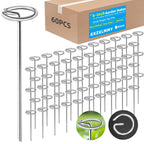 60Pcs Thick 8 Gauge 0.16 in Circle Top Landscape Fabric Pins Hard Holding,6 Inch Galvanized Landscape Fabric Stakes, for Tent, Weed Barrier Fabric, Plant Cover,Landscape Pins Stronger Not Easy Bend