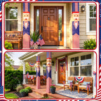 Chumia 2 Pcs 4th of July Decorations Patriotic Uncle Column Wraps 108 x 54" Independence Day Porch Pillar Covers Outdoor for Memorial Veterans Labor Day Stars and Stripes Post Yard Signs