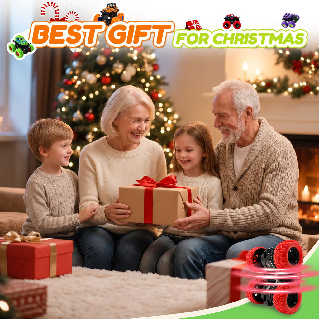 taessv Monster Truck Toys, 4 Pack Friction Powered Toy Cars Push and Go Truck Toys for Toddlers Kids Ages 2-4 3-5 4-7 Best Christmas Birthday Gift Party Favors for Boys and Girls 2 3 4 5 6 7 Year Old