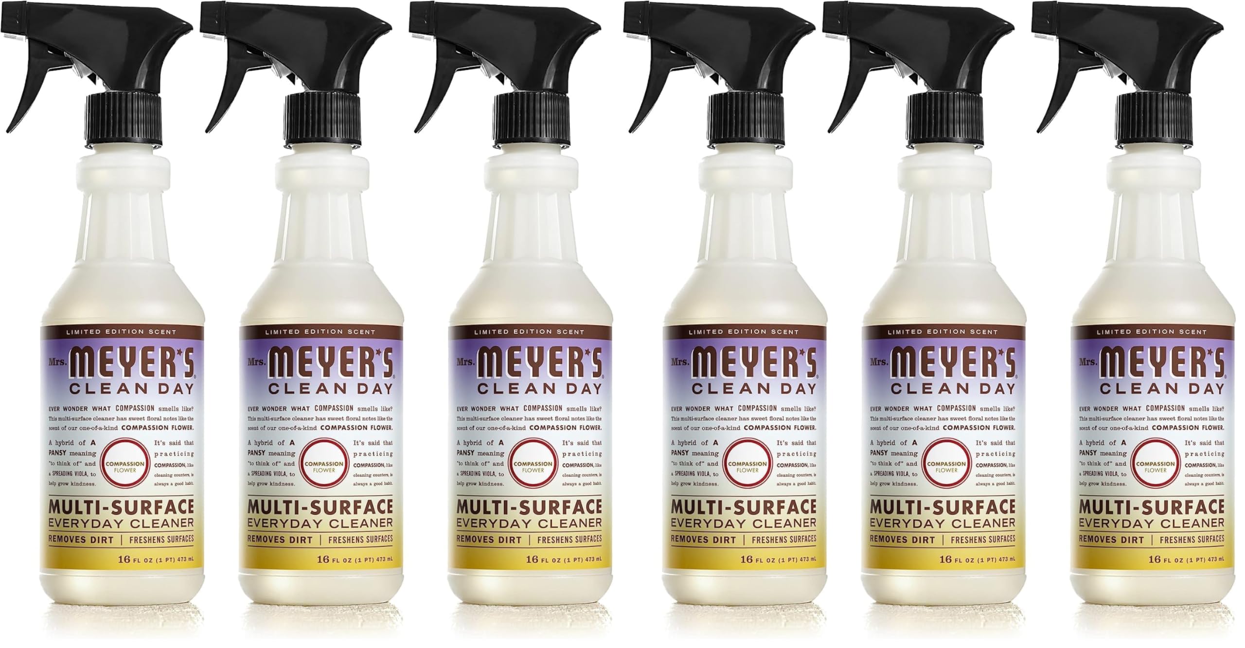 Mrs. MEYER'S CLEAN DAY All-Purpose Cleaner Spray,Compassion Flower,16 fl. oz,(Pack of 6)