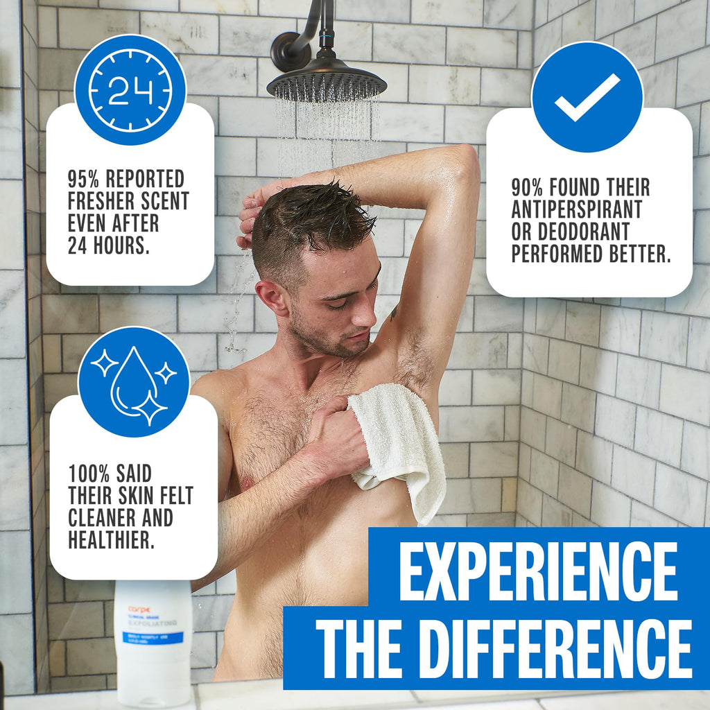 Carpe Exfoliating Underarm Scrub with Odor Protection, Underarm Exfoliator to Improve Deodorant Performance - Energizing Minty Fresh Smell - Armpit Scrub for Women and Men