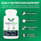 Free Life Labs WoundWorx Nutrition-Scar and Surgery Support, Wound Care, General and Plastic Surgery, Healing Support, Amino Acids, Collagen, Probiotics, Turmeric, Bromelain-90 caps