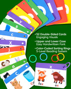 THE BAMBINO TREE Alphabet Flash Cards - Thick ABC Flash Cards for Kids Ages 3-6 - Lowercase & Uppercase Letter Recognition Learning Game