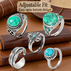 OLngMaMa Western Jewelry for Women - Boho Turquoise Jewelry Set with Turquoise Necklace, Earrings, Bracelet & Rings (turquoise boho style)