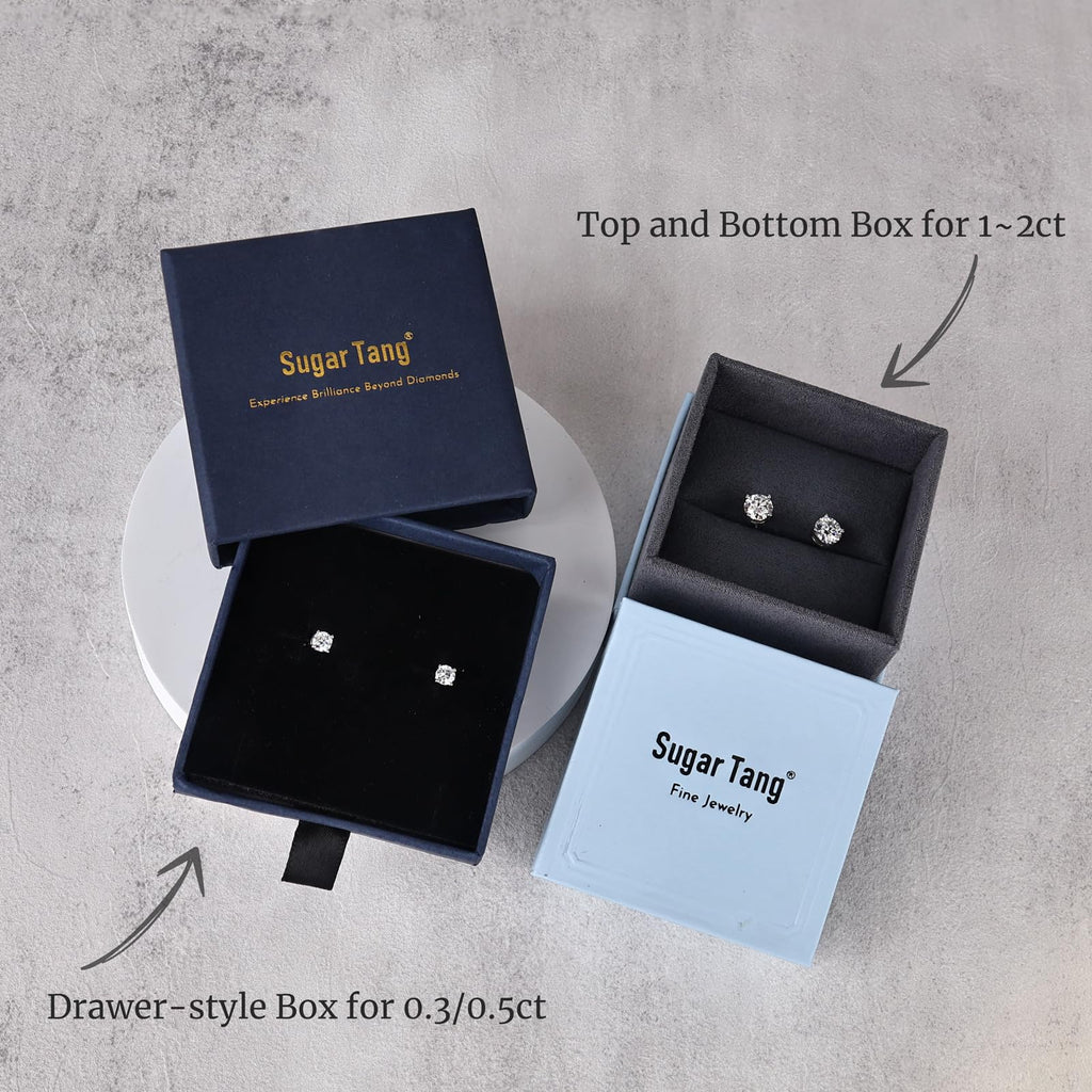 Moissanite Stud Earrings for Women and Men，925 Sterling Silver Earrings