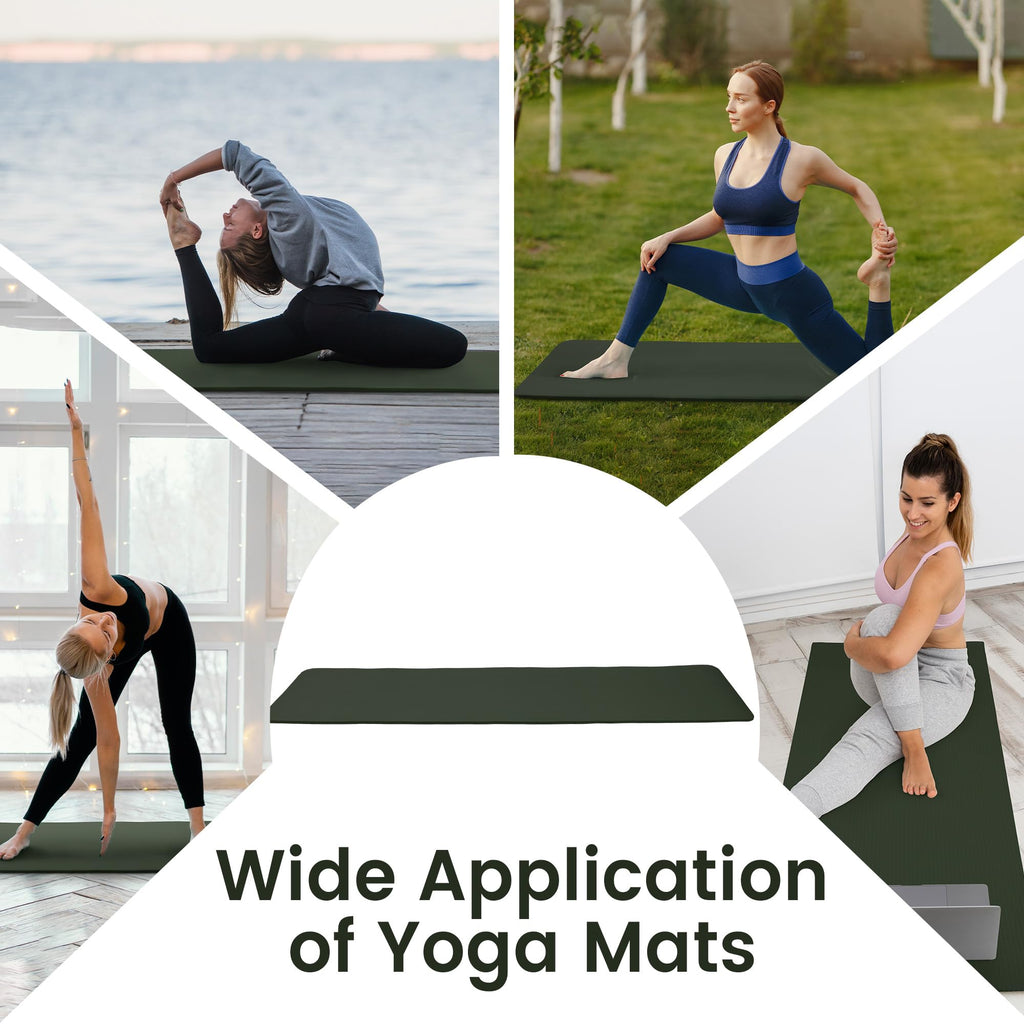 Fitvids 1/2-Inch Thick High Density Foam Exercise Yoga Mat with Carrying Strap, For Cushioning The Body Against Hard Floors, Jasper Green