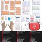 Mini First Aid Kit - 150 Piece Small Waterproof Hard Shell Medical Kit for Home, Car, Travel, Camping, Truck, Hiking, Sports, Office, Vehicle & Outdoor Emergencies- Small First Aid Medical Kit (Red)
