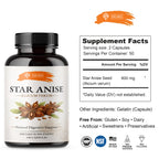 SIRUNES Star Anise Capsules (Illicium Verum) – 800 mg per Serving, 400 mg per Capsule – Herbal Star Anise Supplement – Natural Botanical Spice Extract – Gelatin Capsules – 100 Count