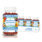 Lunakai USA Made Magnesium Glycinate Gummies with L-Theanine for Kids & Adults – 420mg Magnesium Supplement for Calm, Sleep & Stress Support - 3 Pack