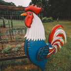 Backyard Expressions Rooster Décor Garden Statue - Chicken Yard Art Sculpture Outdoor - 63 Inch (Patriotic)