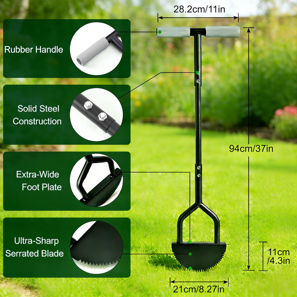 Orcela Lawn Edger Tool, Half Moon Saw Tooth Lawn Edger with T-Grip Handle