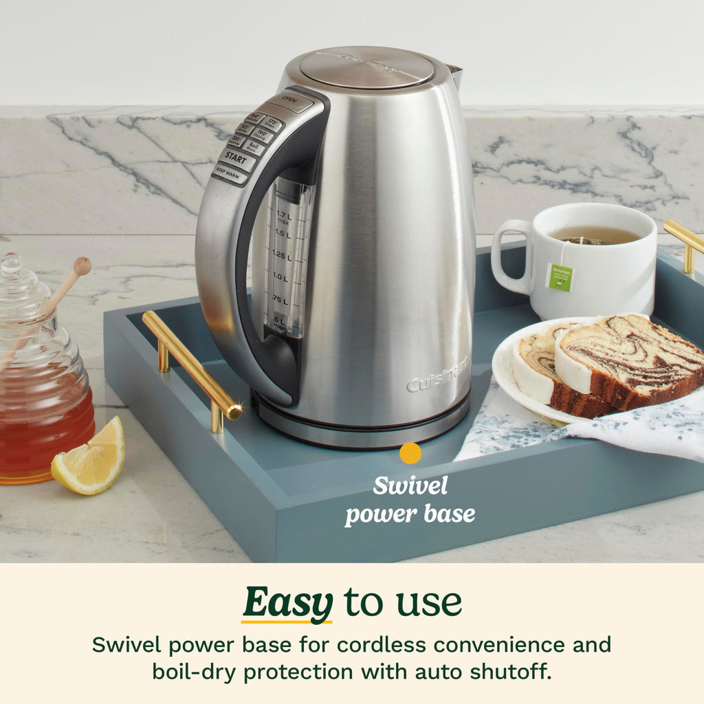 Cuisinart 1.7 L. Programmable Electric Kettle, Tea Kettle, CPK-17P1