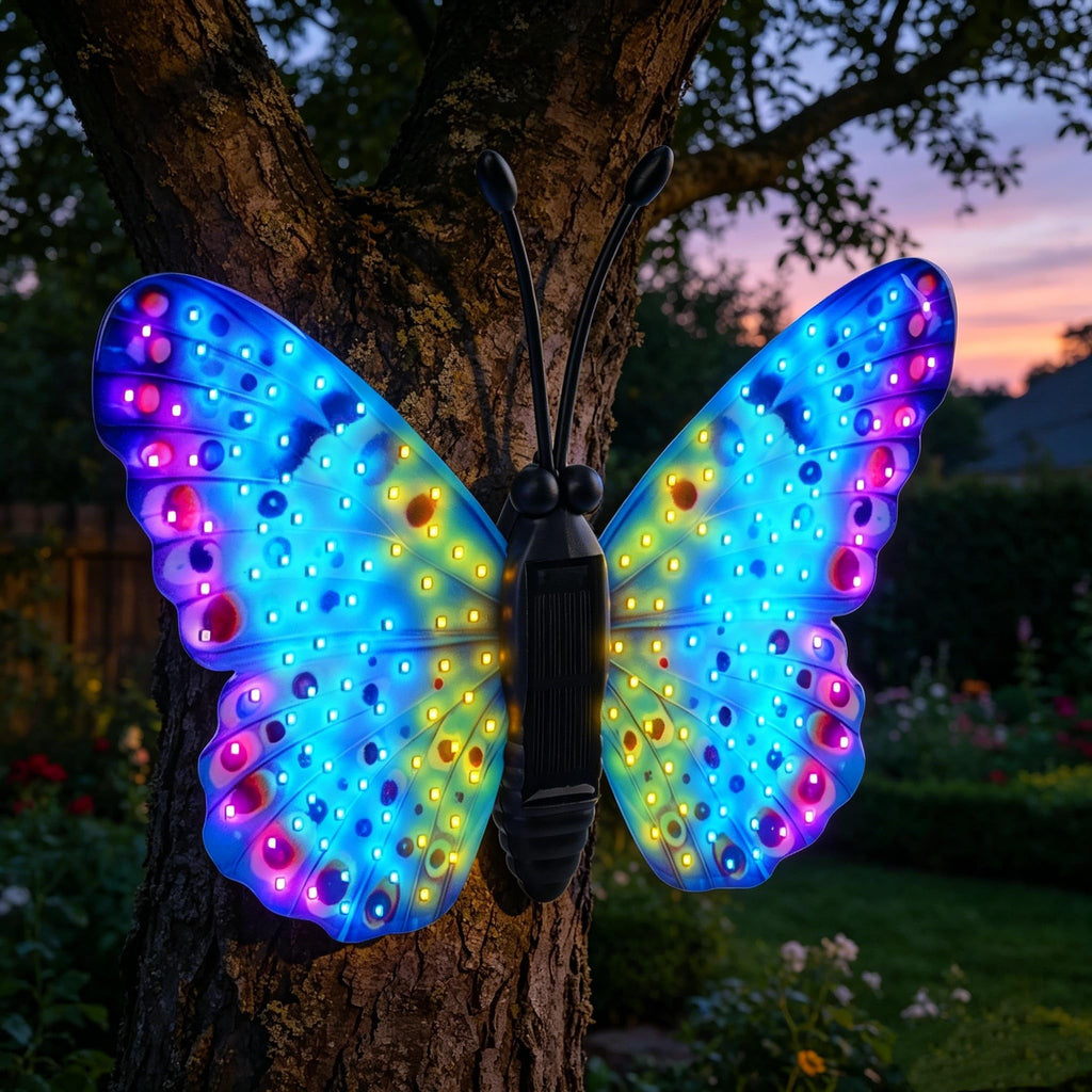 XMHBCSM Solar LED Butterfly Outdoor Wall Decor with Sparkling Light-Up Wings - Hanging Solar Lights for Garden, Yard, Patio, Balcony, Living Room, Bedroom