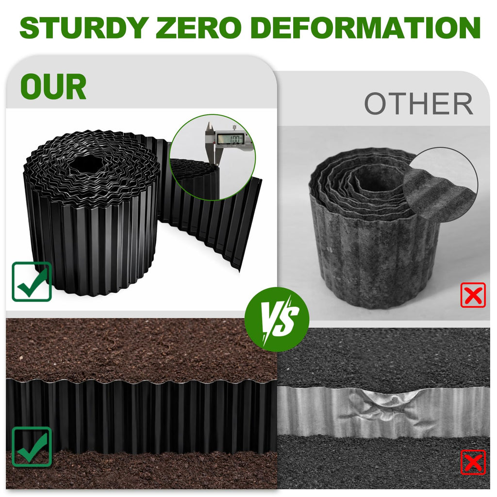SJPULMO Corrugated Metal Edging, 6"x45Ft Rust-proof Landscape Edging Border